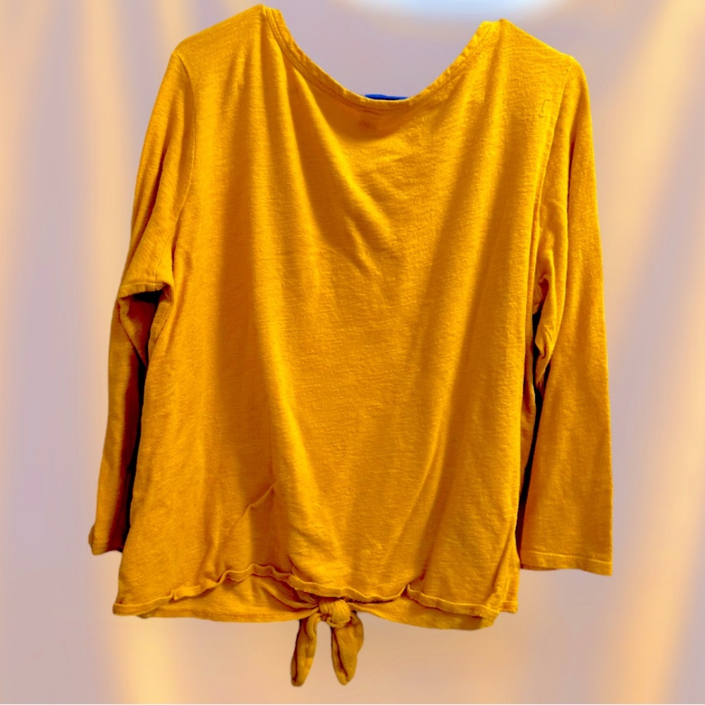 Old Navy Mustard Tie-Front Long Sleeve Top - Picture 2 of 2
